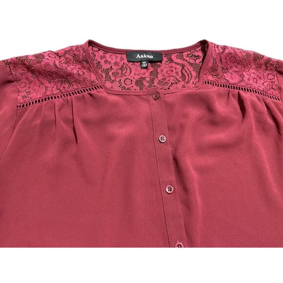 Aakaa Blouse Size M Red Color Long Sleeve Lightweight - Picture 4 of 11